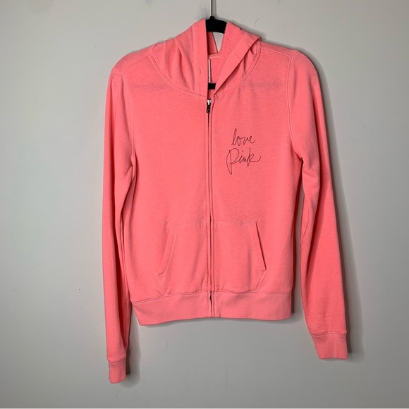 Pink Victoria's Secret Sweater Hoodie Zip up Sweatshirt Pink y2k early 2000 S - Picture 6 of 14